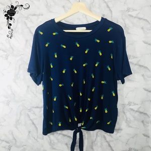 Atticute Pineapple Tie Front Cropped Top